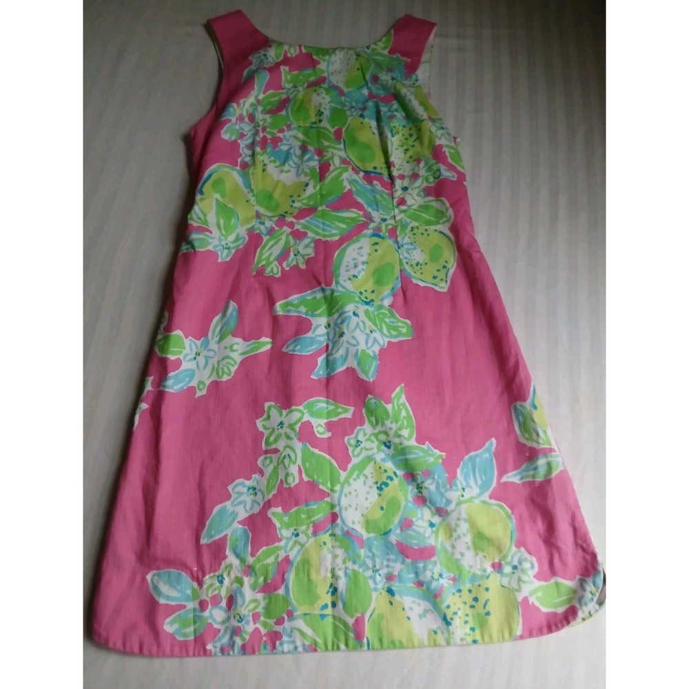 Lilly Pulitzer Dress 4 Delia Hotty Shift Pink Lemonade Lace Gold Zipper Resort